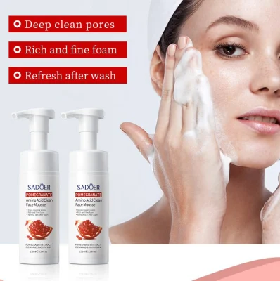 Limpiador facial de aminoácidos, crema hidratante de limpieza profunda con extracto de granada de marca privada